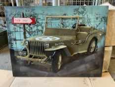 Very Unusual 3D Metal Picture of a WW2 Willys Jeep (80cm x 60cm) Must Have for any Jeep Owner