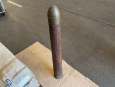 V.Rare British Army 120M Wombat/Mobat Anti Tank Training Round, Made of Brass and Oak, Dated 1976