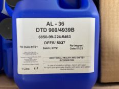 10x New Unissued 1L Cans of AL-36 Windscreen Washer Fluid Low Freezing Point, from MOD Reserve Stock