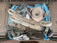 1x Stillage of Heavy Duty Recovery Lifting Strops and Ratchet Load Straps, from MOD