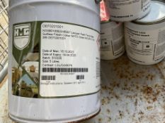1x 5L Tin of HMG Nato Green, 1x 5L Tin of Interlac Light Admiralty Grey, 5L HMG Thinners, from MOD