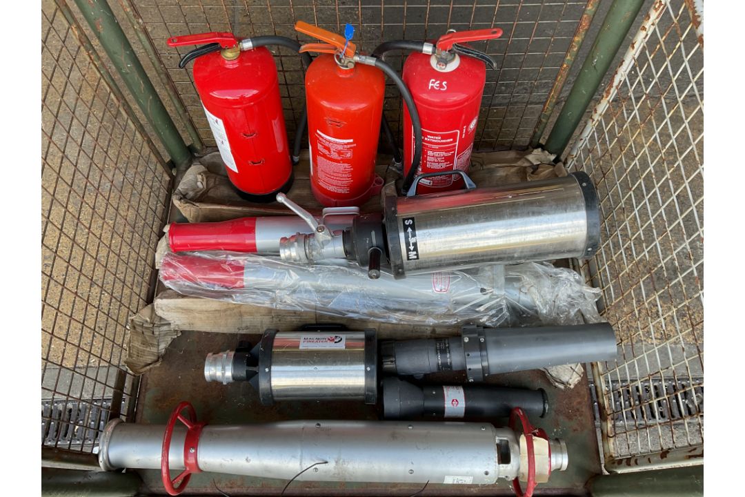 1x Stillage of Unissued MOD Fire Equipment inc Foam Guns, Fireaters etc - Image 1 of 6