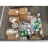 1x Stillage of FV and Vehicle Spares inc New Unissued 11x Perkins CV8 Oil Filter Units, from MOD