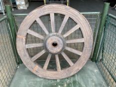 Lovely Steel Rim Very Old Wooden Spoked Cart/Wagon Wheel (3ft dia 3 inches wide)
