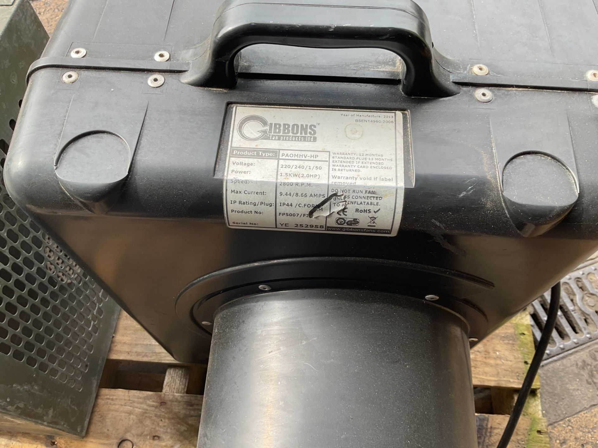 2x Gibbons Air Blowers for Inflating Portable Buildings etc, from MOD - Image 2 of 6