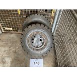 2 X FORK LIFT WHEELS AND TYRES FROM MOD