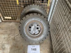 2 X FORK LIFT WHEELS AND TYRES FROM MOD