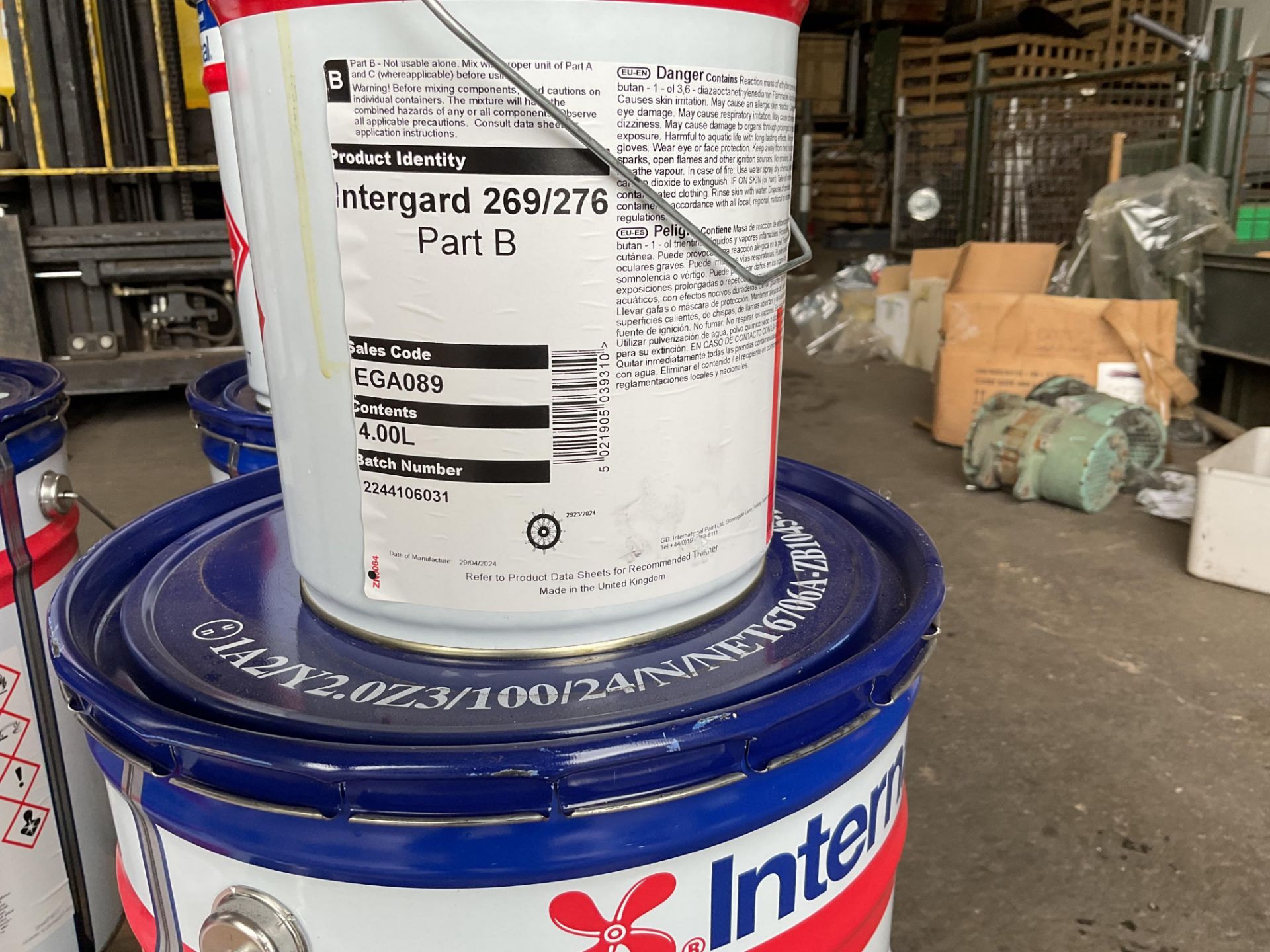 4 Tins of International Interguard 269 part A & B Red Epoxy Primer from MOD reserve stocks - Image 3 of 4