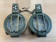 2x Stanley London British Army Brass Prismatic Compass, from MOD