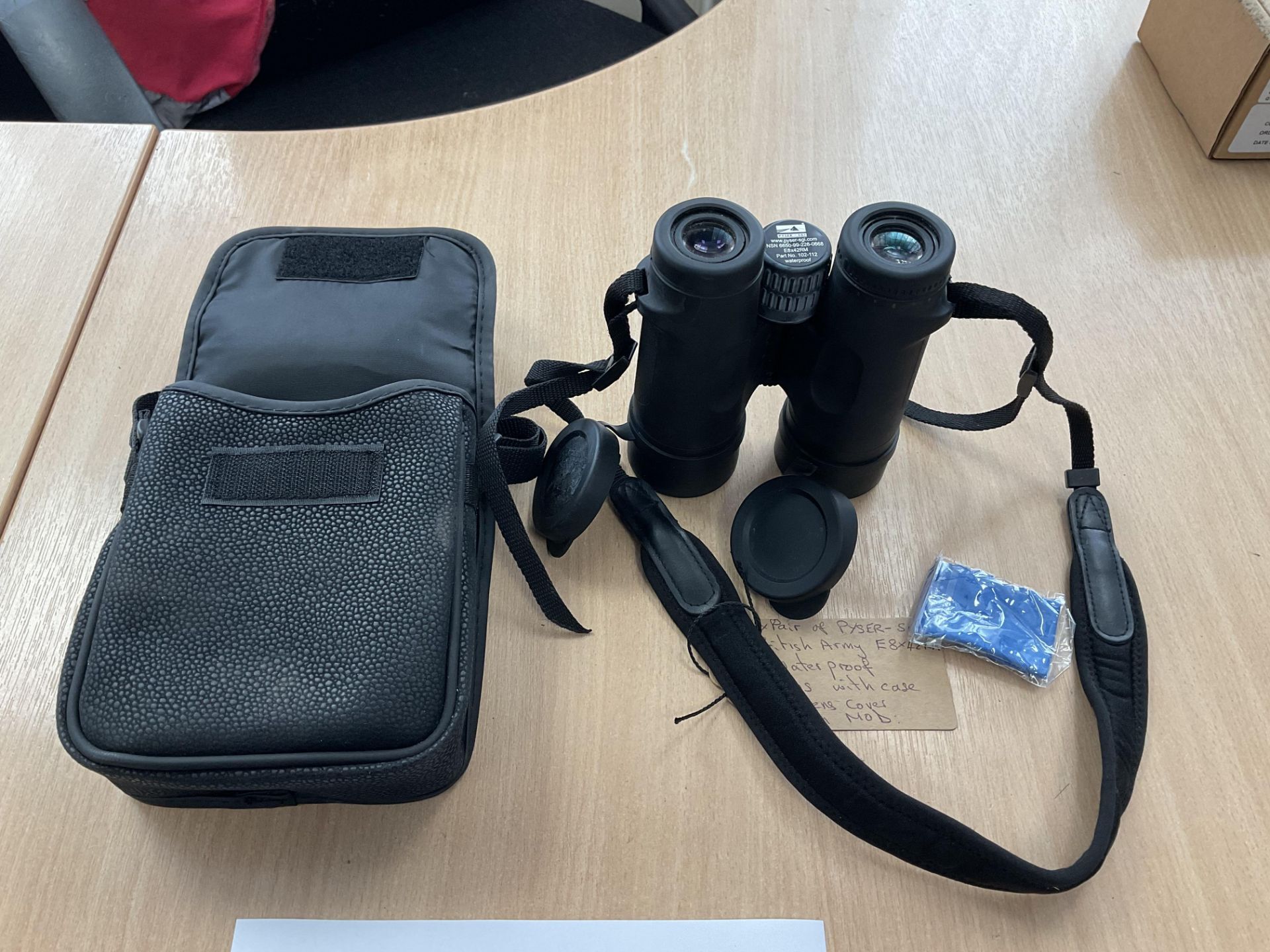 Pair of British Military PYSER-SGI E8X 42 RM WATER PROOF BINOS with case and lens covers from MOD - Image 4 of 13