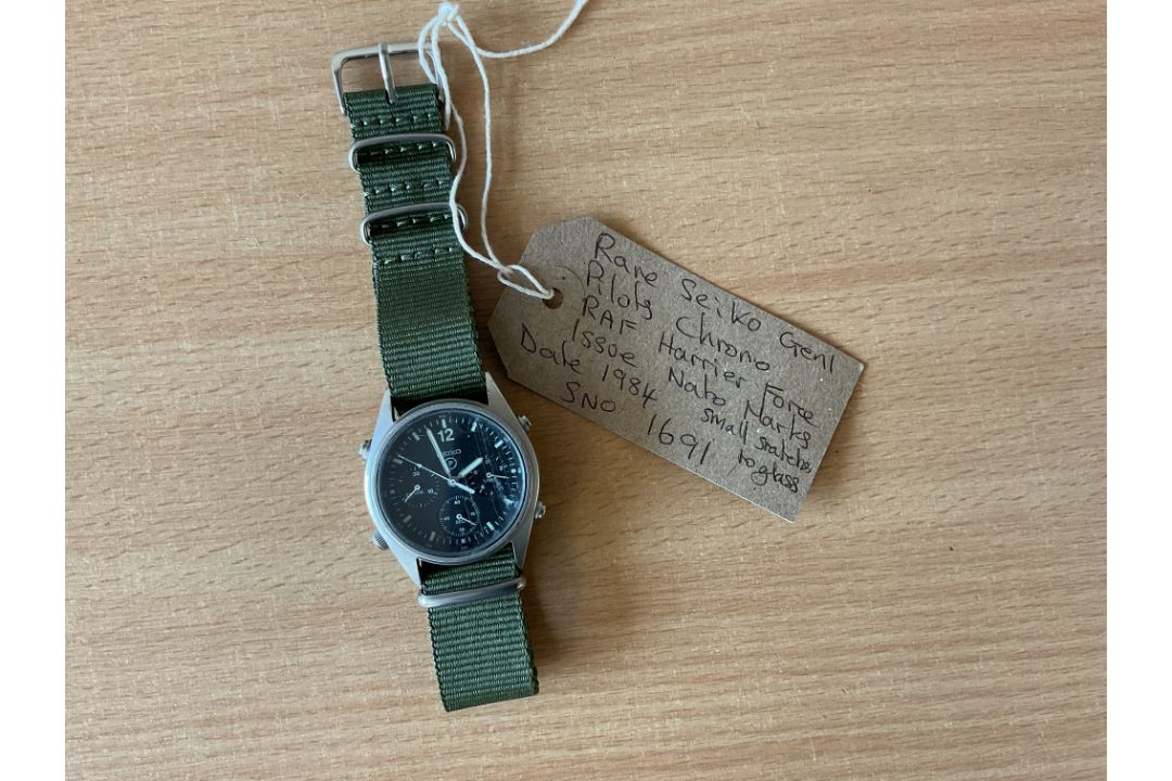 Rare Seiko Gen 1 Pilots Chrono RAF Harrier Force Issue, Nato Marks, Date 1984, Snº 1691 - Image 4 of 4