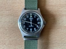 British Army CWC W10 Service Watch, Snº 639, Date 2005, Water Resistant to 5ATM, New Batt/Strap