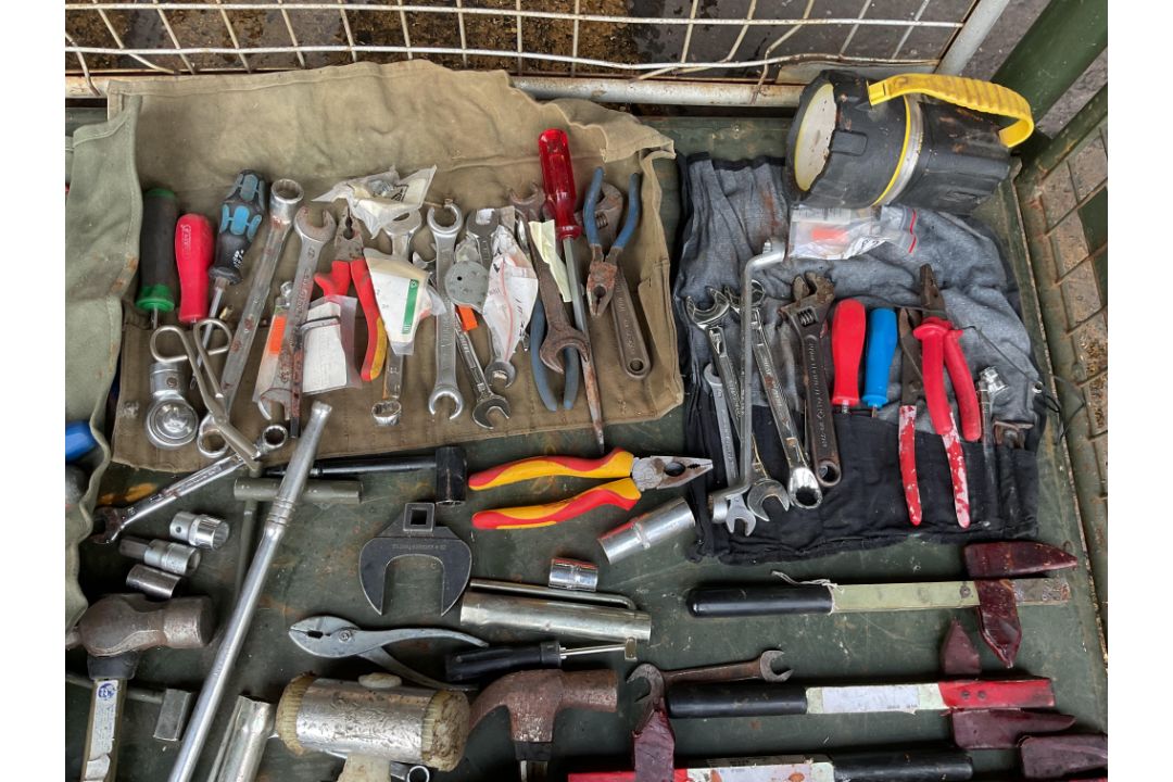 Stillage of Tools, Tool rolls, Tool Box. From MOD - Image 2 of 5