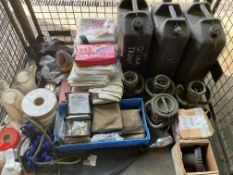 1X STILLAGE OF FV SPARES, SURVIVAL KITS, FIRE BLANKETS, WATER JERRY CANS, ETC FROM MOD