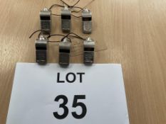 6 X British Army ACME THUNDERER SERVICE WHISTLES broad arrow marked from MOD
