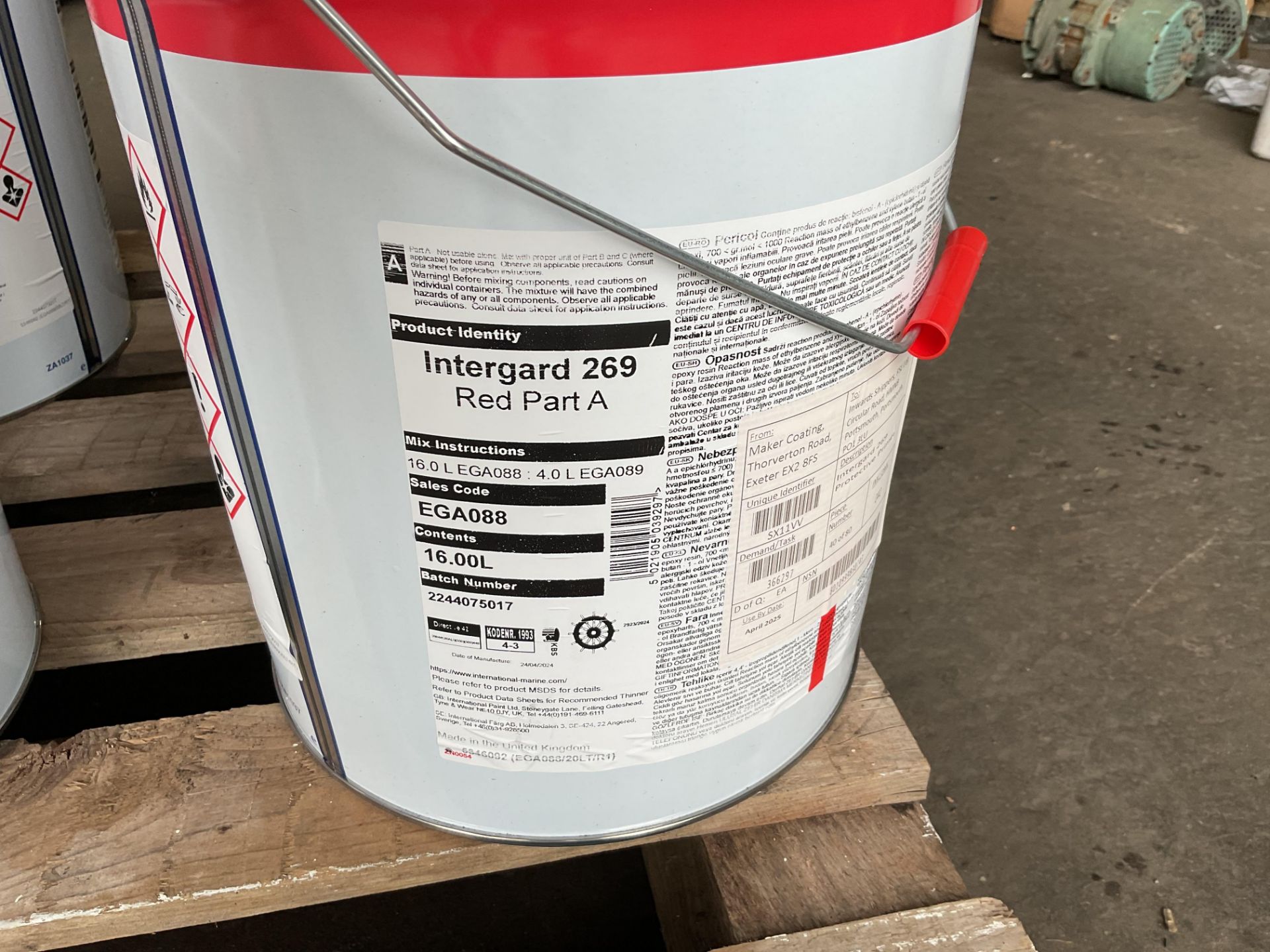 4 Tins of International Interguard 269 part A & B Red Epoxy Primer from MOD reserve stocks - Image 2 of 4