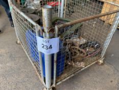 1X STILLAGE OF UNISSUED 4 DRUMS ENGINE OIL, TOW ROPES, AIR LINES, NUTS, BOLTS,ETC FROM MOD