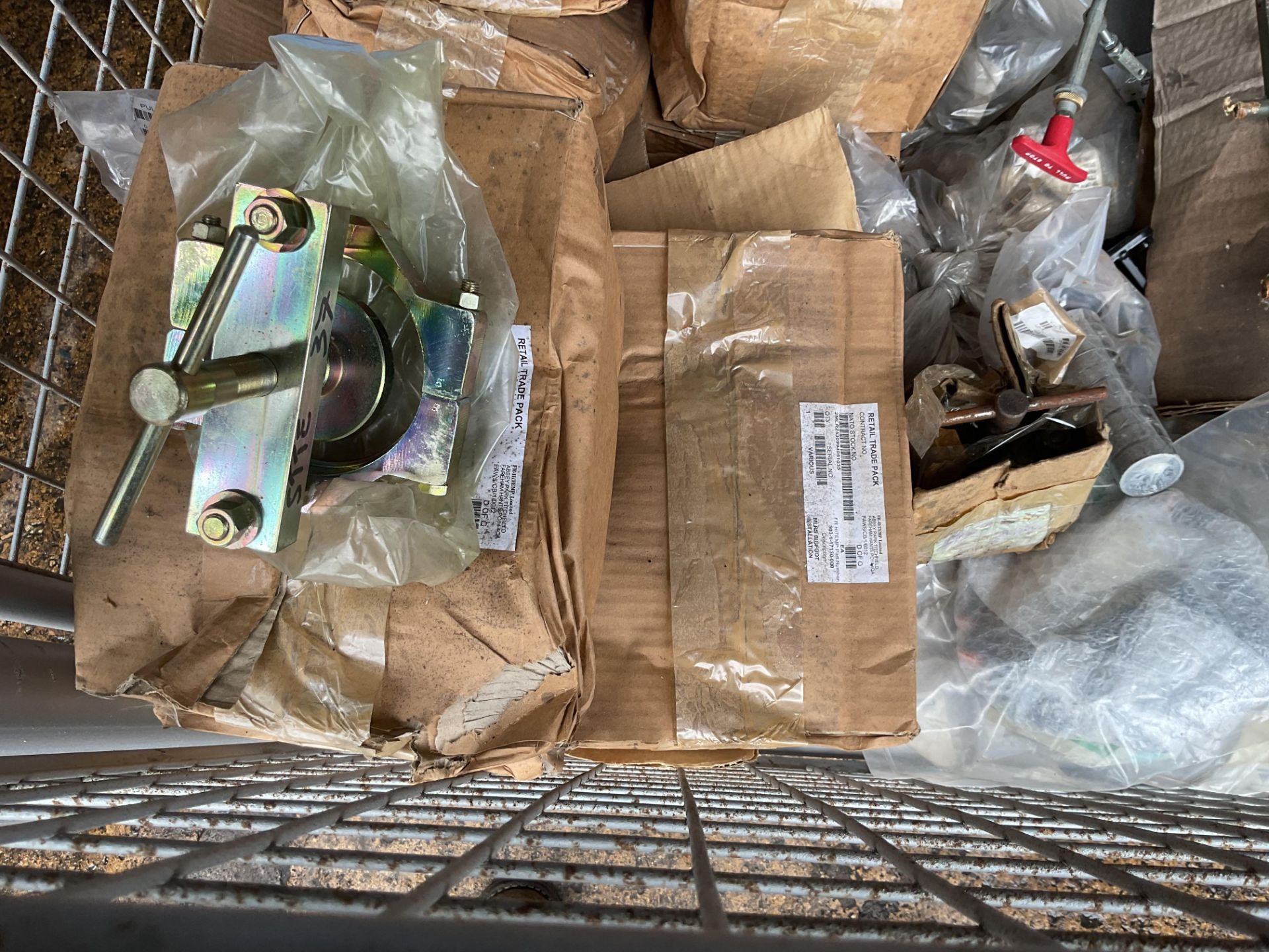 Stillage of new unissed FV spares inc pulleys, stop cables etc. From MOD. - Image 4 of 8