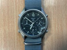 Seiko Gen 1 Pilots Chrono RAF Harrier Force Issue, Nato Marks, Date 1989, Sn° 9542, (Chip in Glass)
