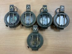 5x Stanley London Brass Prismatic Compass, from MOD