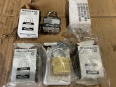 5X NEW UNISSUED COMMERCIAL PADLOCKS C/ W 2 KEYS FROM MOD