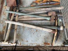 1x Stillage of Axes, T Handle Shovels, Helves and Picks - 30 Items