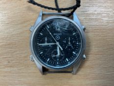 Seiko Gen 1 Pilots Chrono RAF Harrier Force Issue, Nato Marks, Date 1989, Sn° 8843, Chip in Glass