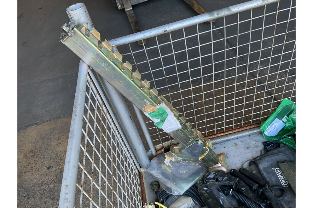 1x Stillage of Load Straps, High Lift Jack (Unissued), Pins, Seat Belts etc, from MOD - Image 1 of 8