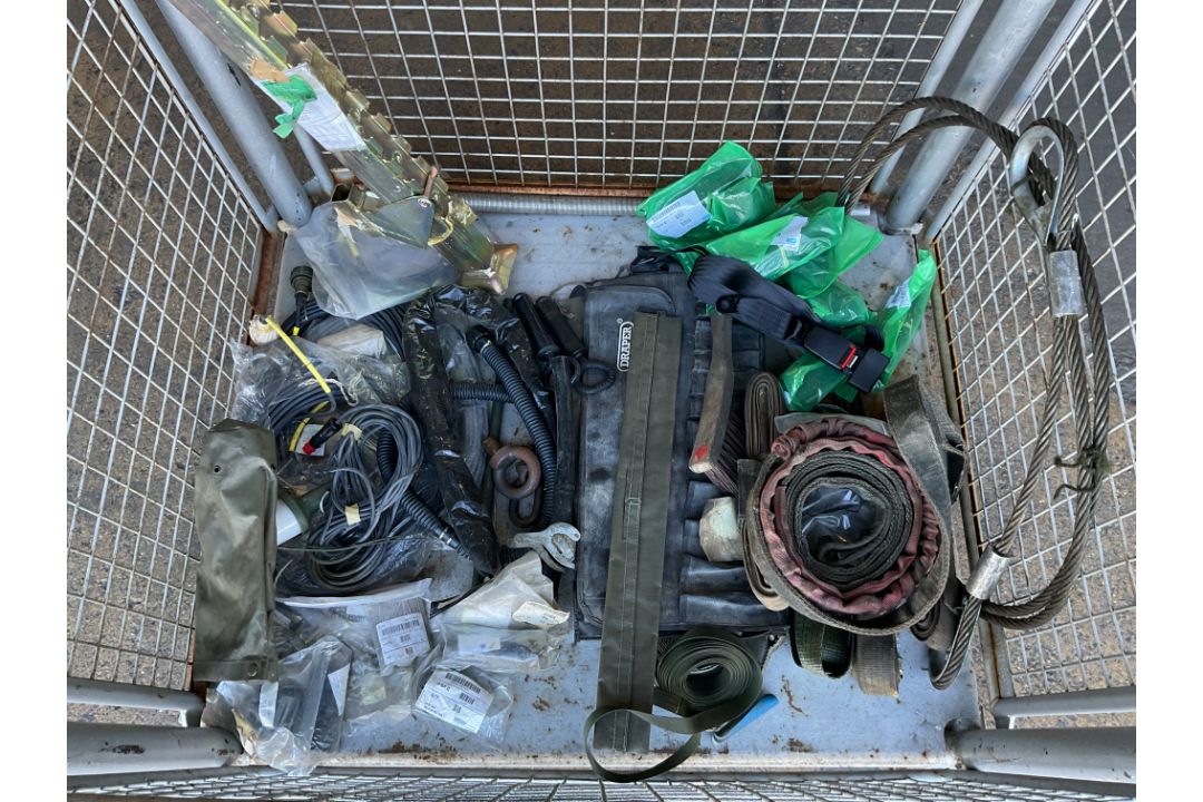 1x Stillage of Load Straps, High Lift Jack (Unissued), Pins, Seat Belts etc, from MOD - Image 2 of 8