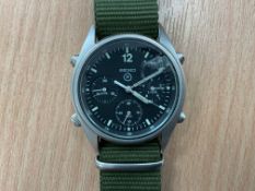 Seiko Gen 1 Pilots Chrono RAF Harrier Force Issue, Nato Marks, Date 1984, (Small Chip in Glass)