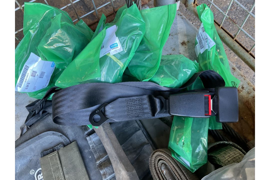 1x Stillage of Load Straps, High Lift Jack (Unissued), Pins, Seat Belts etc, from MOD - Image 5 of 8