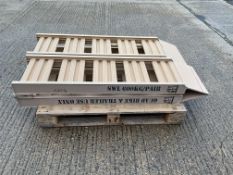 1X PAIR UNISSUED (2 OFF) FOLDING ALLUMINIUM 10 ft CROSSING / LOADING RAMPS FROM MOD.