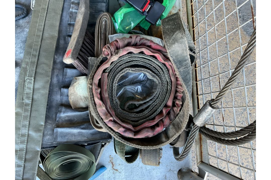 1x Stillage of Load Straps, High Lift Jack (Unissued), Pins, Seat Belts etc, from MOD - Image 4 of 8