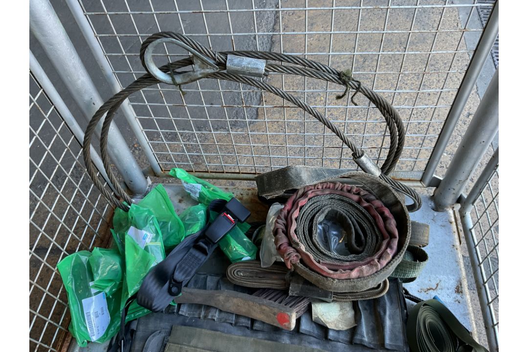 1x Stillage of Load Straps, High Lift Jack (Unissued), Pins, Seat Belts etc, from MOD - Image 8 of 8