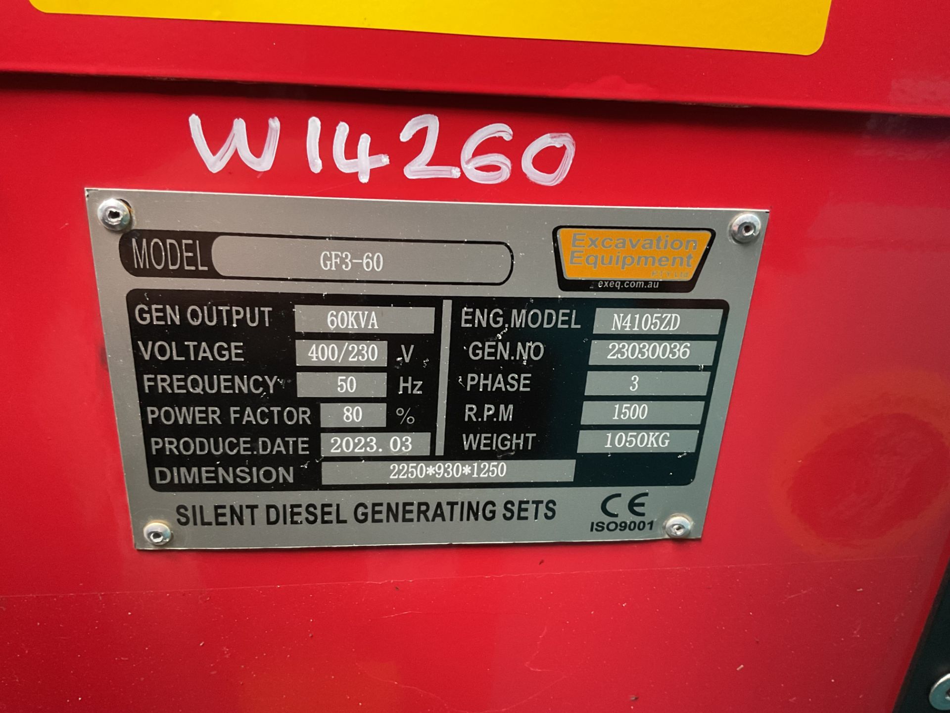 New Unissued 60 KVA 3 Phase Diesel Generator 400/230V, c/w Manuals etc - Image 7 of 7