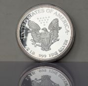 A USA 1/2lb Silver Eagle proof Walking Liberty, 2000 .999 fine silver coin