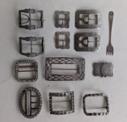 A collection of 18th/19th century gilt metal and paste buckles to include a Scottish silver Georgian