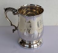 A baluster-shape silver tankard, with dedication, 13 cm H, hallmarked for Poston Products Ltd