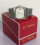 An Omega Seamaster quartz gents wristwatch with silvered dial, baton markers, date aperture, calibre