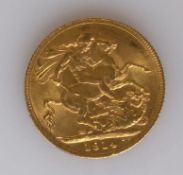 A George V gold full sovereign, 1914