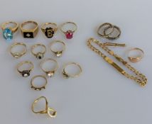 A diamond and yellow gold dress ring, total diamond weight approximately 0.50 carats, size P 1/2, ha