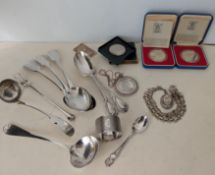 Three William IV silver fiddle pattern tablespoons, hallmarked for John James Whiting, London, 1834,
