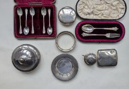 A Victorian silver cigarette case, maker's mark rubbed, London, 1886, 9 x 8 cm, initialled
