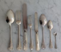 Napoleon Bonaparte interest: a part canteen of French crested silver flatware 