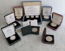 A cased 1994-1997 Silver Proof Piedfort One Pound Collection