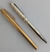 An Asprey London rolled gold fountain pen with engine turned design and a Links of London ballpoint 