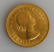 A QEII gold full sovereign, 1965