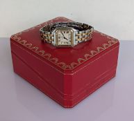 A Cartier Panthere quartz watch with white dial, 17mm square, no. 83949014025
