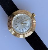 A Jaeger-LeCoultre ladies gold manual wristwatch with baton markers, case 24mm with crown