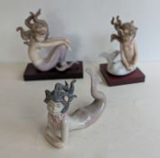 A Lladro Mermaid set to include Illusion 1413, Fantasy 1414 and Mirage 1415,